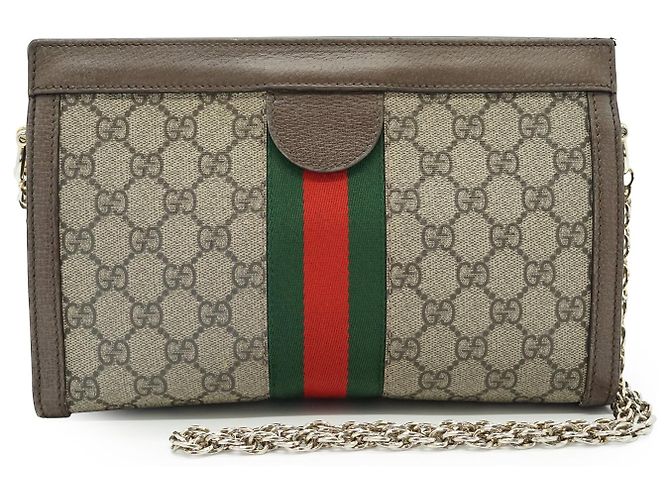 Gucci Borsa a tracolla piccola con catena Ophidia in Monogram GG Supreme beige - vista 3