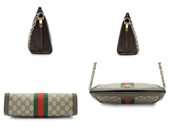Gucci Borsa a tracolla piccola con catena Ophidia in Monogram GG Supreme beige - vista 4