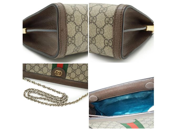 Gucci Borsa a tracolla piccola con catena Ophidia in Monogram GG Supreme beige - vista 5