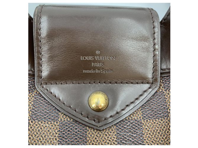 Louis Vuitton Borsa a mano e a tracolla Sistina in tela Damier Ebene e pelle Marrone - vista 6