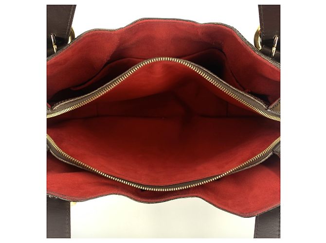 Louis Vuitton Borsa a mano e a tracolla Sistina in tela Damier Ebene e pelle Marrone - vista 7