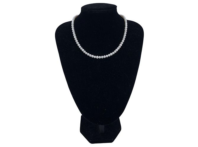 Autre Marque Collana di perle d'acqua dolce bianche 5 mm con chiusura in argento sterling 925 Bianco - vista 2