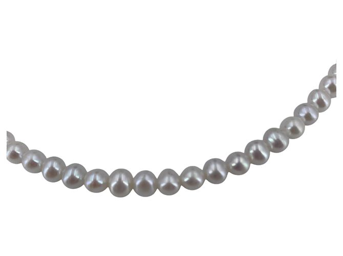 Autre Marque Collana di perle d'acqua dolce bianche 5 mm con chiusura in argento sterling 925 Bianco - vista 4