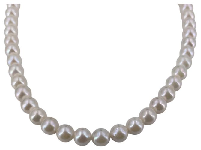 Autre Marque Collar de perlas Akoya blancas de 7 mm con cierre swirl plateado Blanco - vista 5