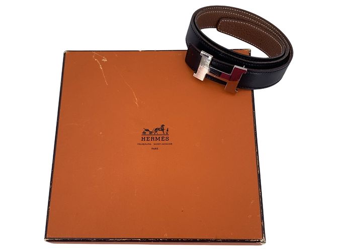 Gucci Hermes Constance H Wendelgürtel aus Leder in Schwarz und Braun Größe 75 Mehrfarben - Ansicht 2