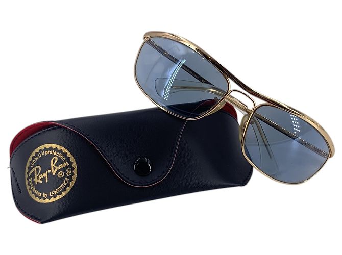 Ray-Ban Occhiali da sole Vintage Gold Metal 3119 Olympian I Double Bridge Blu - vista 2