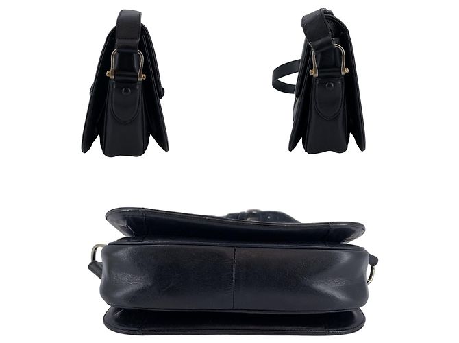 Céline Vintage Black Canvas C Carriage Box Flap Schultertasche Schwarz - Ansicht 4