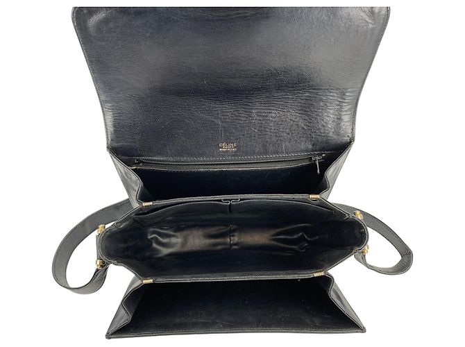 Céline Vintage Black Canvas C Carriage Box Flap Schultertasche Schwarz - Ansicht 5