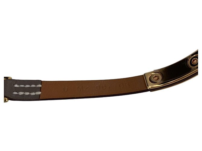 Ring Hermès Bracciale Mini Rivale Hermes in pelle Taupe con hardware Gold Taglia S Grigio - vista 4