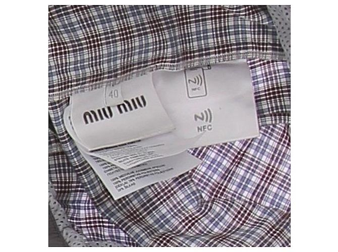 Miu Miu Gonna midi plissettata a quadri Grigio - vista 6