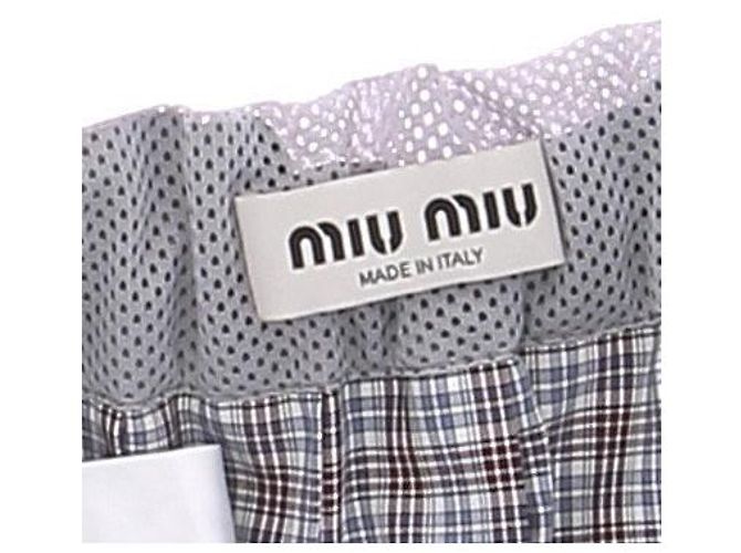 Miu Miu Gonna midi plissettata a quadri Grigio - vista 7