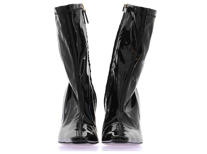 Autre Marque Botines de cuero charol negro - vista 5
