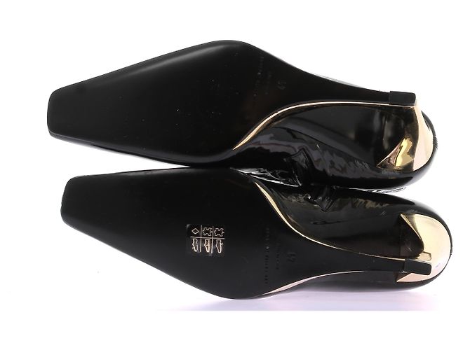 Autre Marque Botines de cuero charol negro - vista 7
