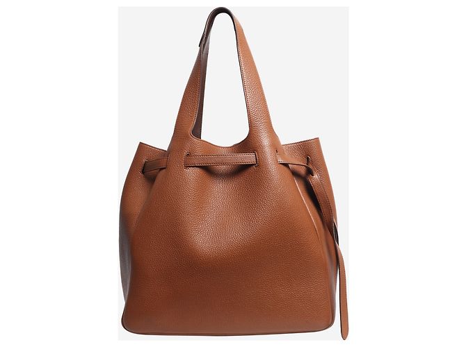 Tote Prada Dynamique Shopper aus genarbtem Leder, braun - Ansicht 3