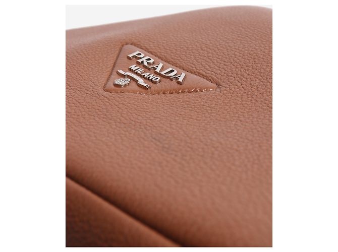 Tote Prada Dynamique Shopper aus genarbtem Leder, braun - Ansicht 4