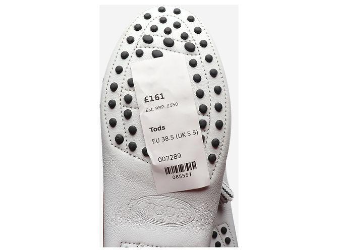 Tod's Mocassini Gommino con nappe bianche - taglia EU 38.5 (UK 5.5) Bianco - vista 3