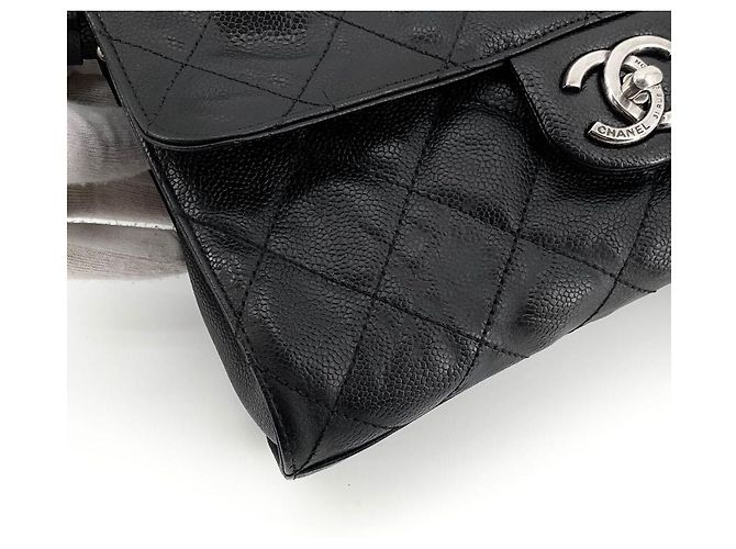 Chanel Borsa a tracolla CC Crave in pelle caviar matelassé nera 2013 Nero - vista 7