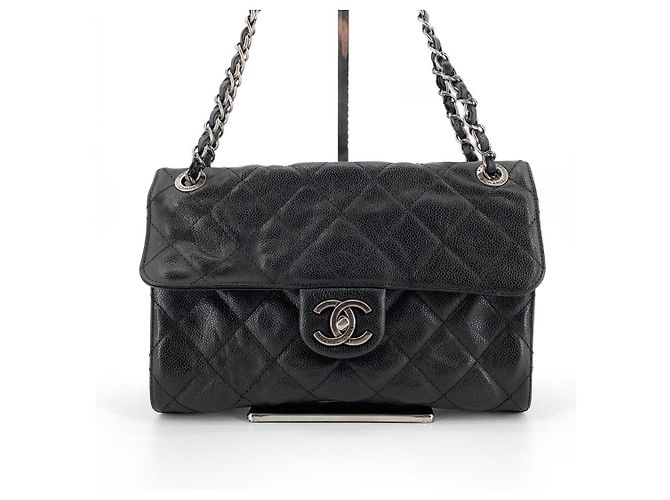 Chanel Borsa a tracolla CC Crave in pelle caviar matelassé nera 2013 Nero - vista 8