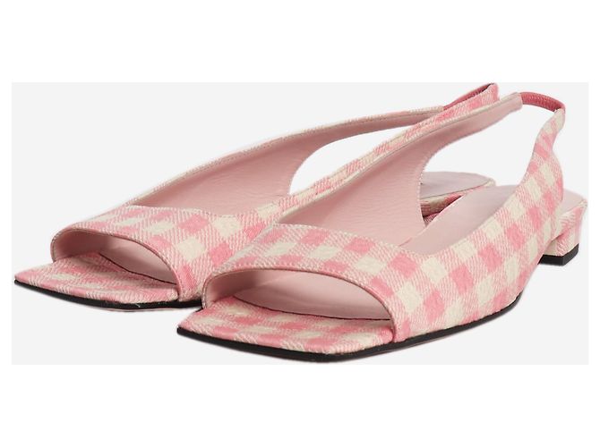 Autre Marque Décolleté slingback a quadretti vichy rosa e bianchi - size EU 40 - vista 2