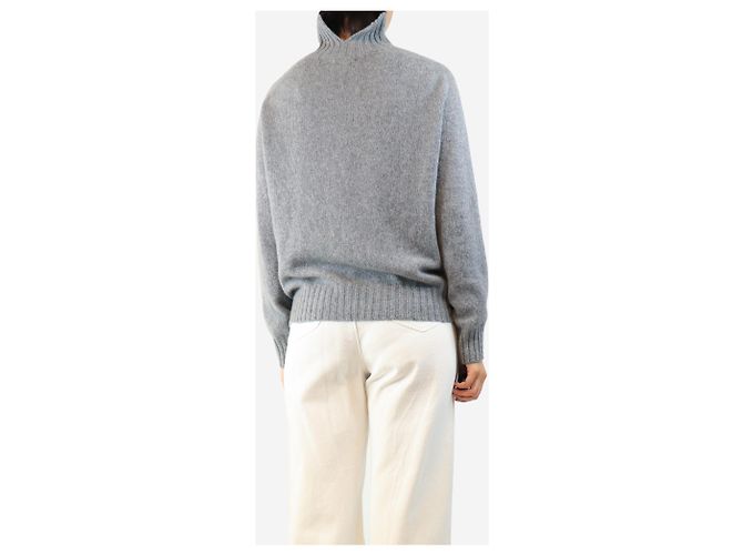 Autre Marque Grauer Kaschmirpullover mit Stehkragen - Größe S - Ansicht 2