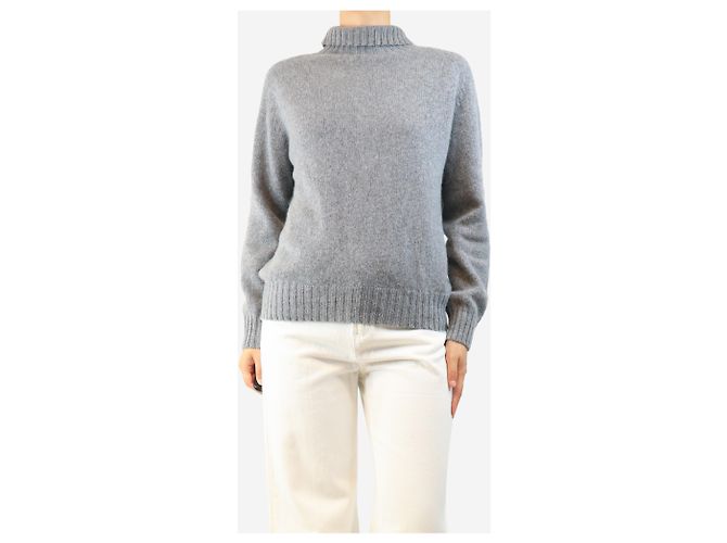 Autre Marque Grauer Kaschmirpullover mit Stehkragen - Größe S - Ansicht 3