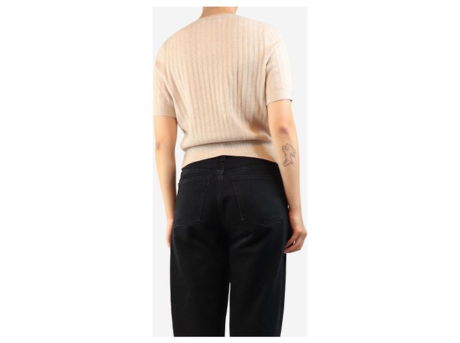 Rag & Bone Kurzärmeliges Kaschmir-Oberteil in Oatmeal - Größe S - Ansicht 2