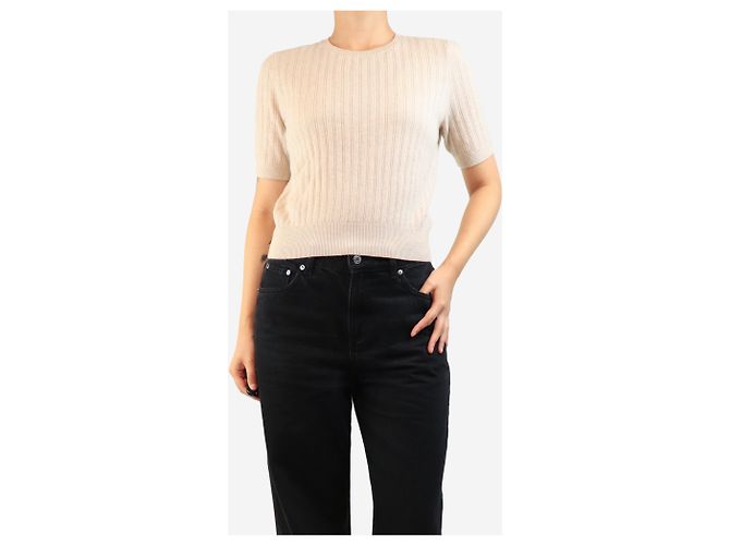 Rag & Bone Kurzärmeliges Kaschmir-Oberteil in Oatmeal - Größe S - Ansicht 3