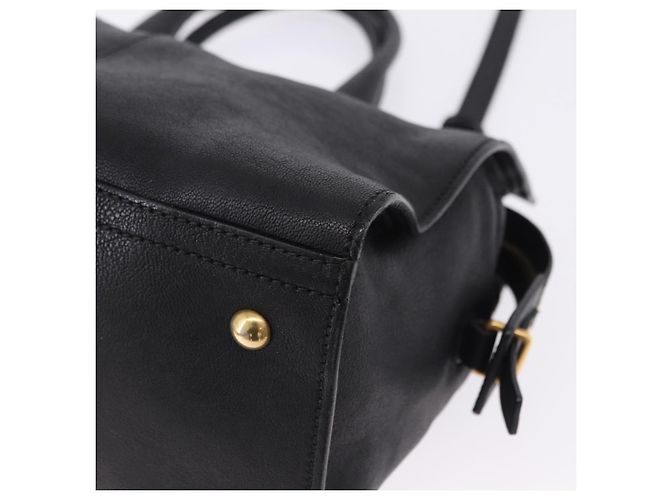 Autre Marque SAINT LAURENT Cabas Hand Bag Leather 2way Black Gold - vista 13