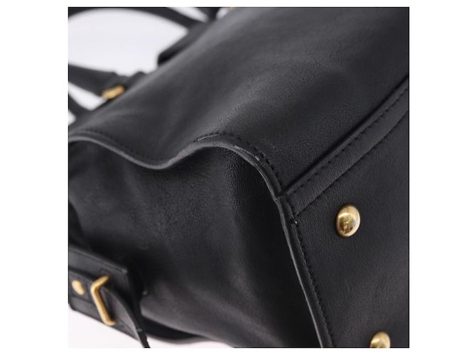 Autre Marque SAINT LAURENT Cabas Hand Bag Leather 2way Black Gold - vista 14