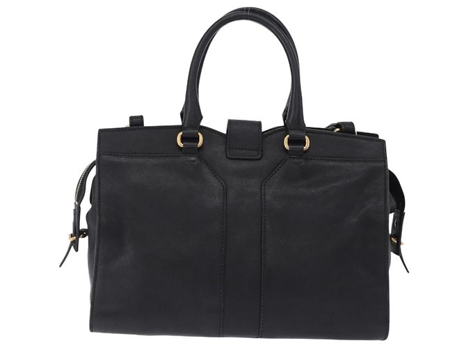 Autre Marque SAINT LAURENT Cabas Hand Bag Leather 2way Black Gold - vista 3