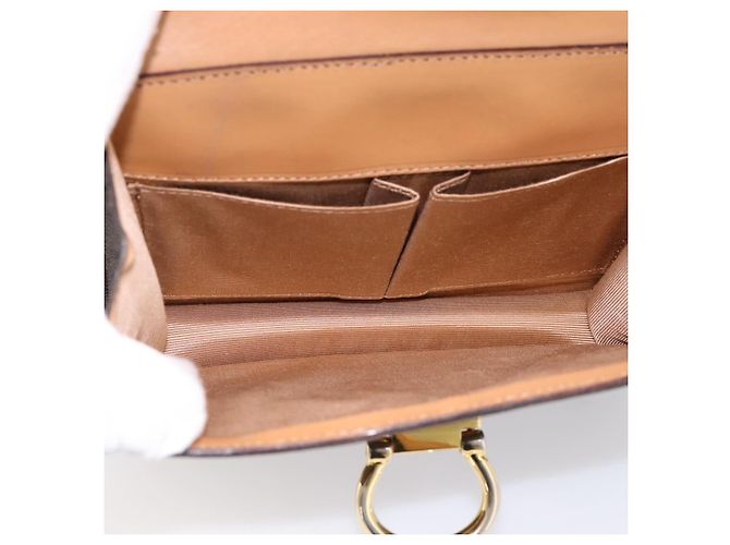 Céline CELINE Bolsa de mão em lona Macadam PVC Couro Castanho Dourado - vista 21