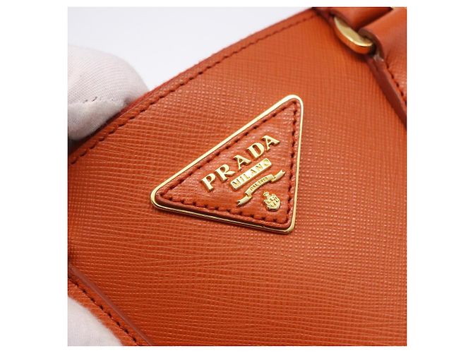 PRADA Hand Bag Safiano Leather 2way Orange Gold - vista 21
