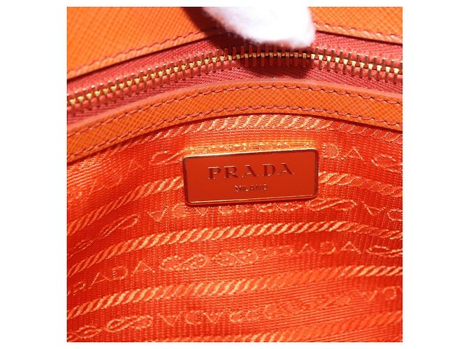 PRADA Hand Bag Safiano Leather 2way Orange Gold - vista 22