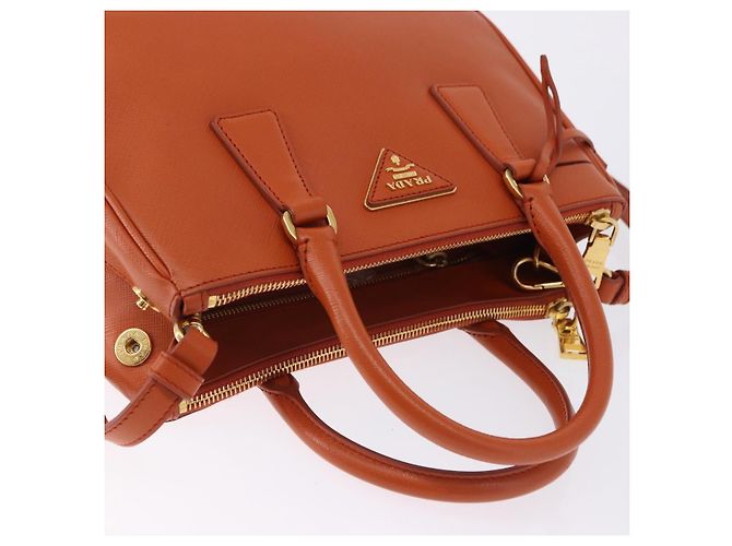 PRADA Hand Bag Safiano Leather 2way Orange Gold - vista 7