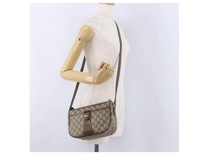 GUCCI GG Supreme Web Sherry Line Bag PVC Beige Gold 02 14 032 - vista 26