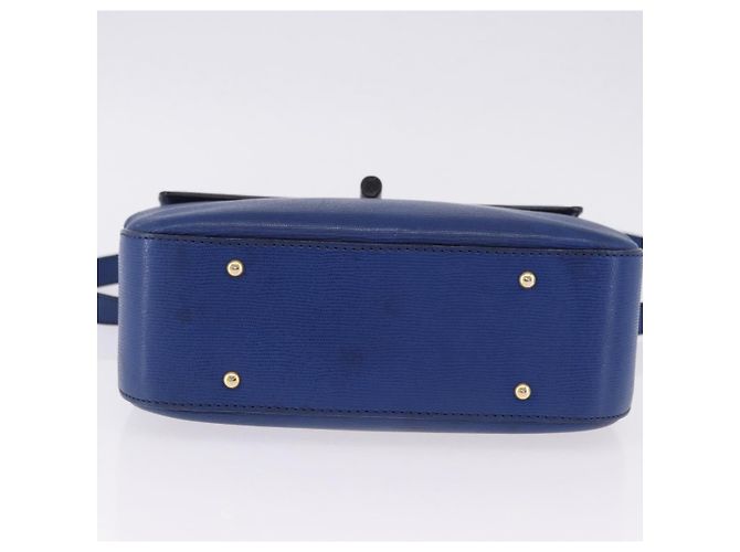 Céline CELINE Bolsa de Mão Circle em Couro 2way Azul Tom Dourado - vista 12