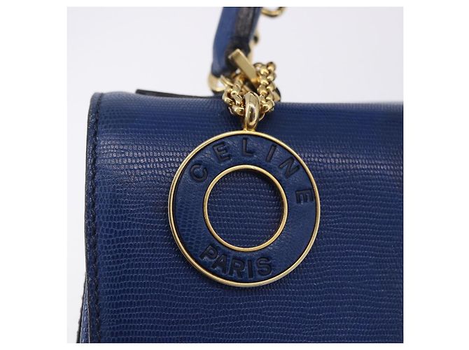 Céline CELINE Bolsa de Mão Circle em Couro 2way Azul Tom Dourado - vista 17