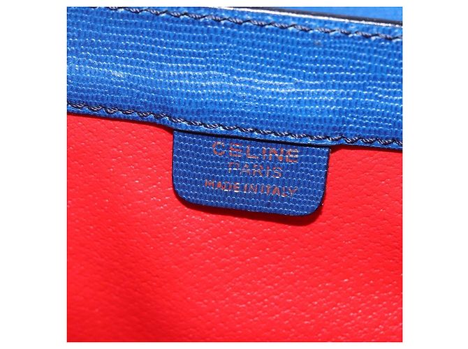 Céline CELINE Bolsa de Mão Circle em Couro 2way Azul Tom Dourado - vista 20