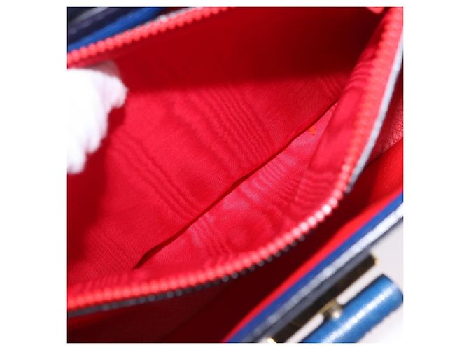 Céline CELINE Bolsa de Mão Circle em Couro 2way Azul Tom Dourado - vista 28
