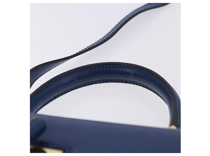 Céline CELINE Bolsa de Mão Circle em Couro 2way Azul Tom Dourado - vista 9