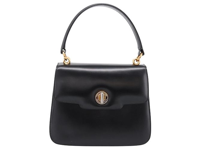 GUCCI Hand Bag Leather Black Gold Tone - vista 2