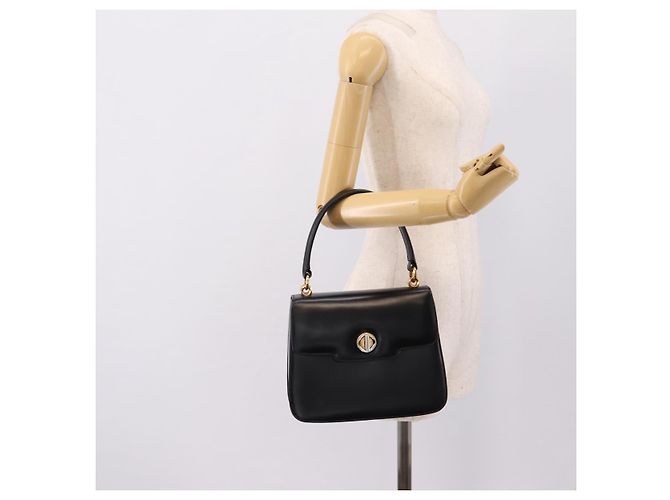 GUCCI Hand Bag Leather Black Gold Tone - vista 22