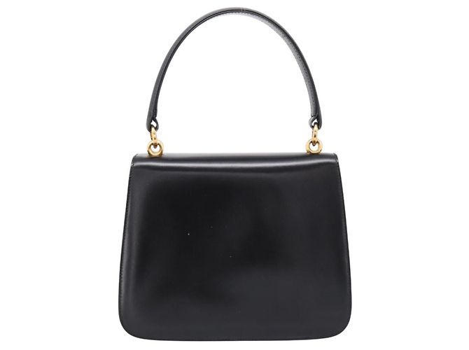 GUCCI Hand Bag Leather Black Gold Tone - vista 3