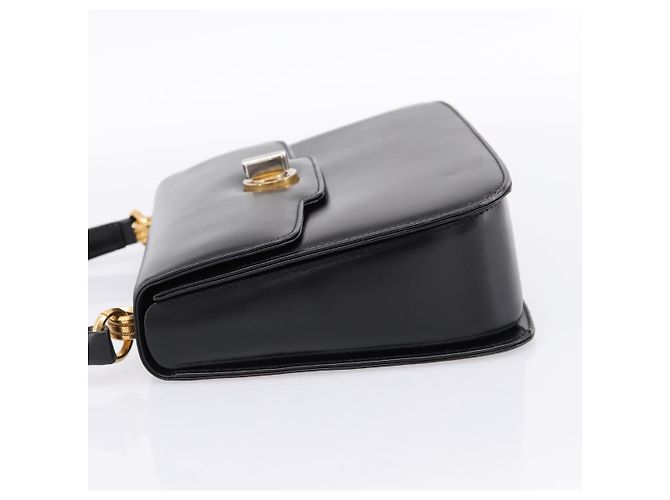 GUCCI Hand Bag Leather Black Gold Tone - vista 4