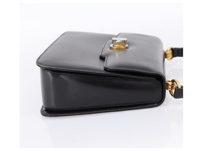 GUCCI Hand Bag Leather Black Gold Tone - vista 5