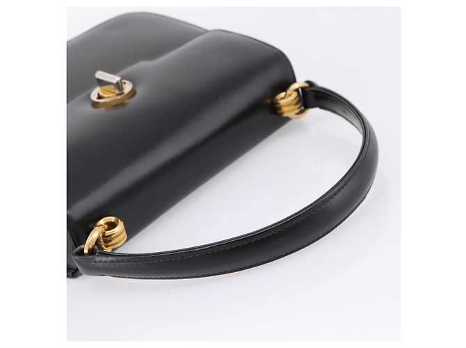 GUCCI Hand Bag Leather Black Gold Tone - vista 7