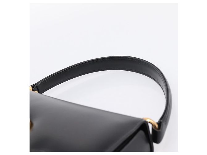 GUCCI Hand Bag Leather Black Gold Tone - vista 8