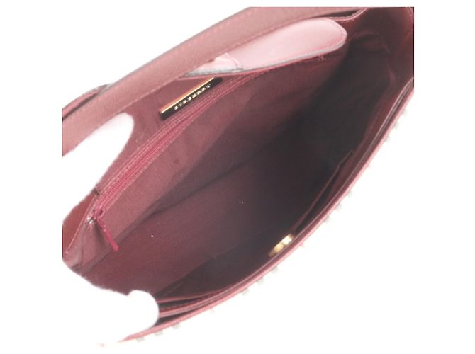 Borsa a tracolla Burberry Nova Check in pelle e tela Rosso Beige Bordò - vista 7