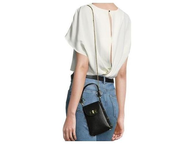 Autre Marque Brand Vera Mini-Schultertasche - Schwarzes Leder - Ansicht 4