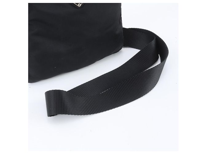 Bolsa de ombro em couro e nylon Tessuto com logo triangular Prada Preto - vista 2